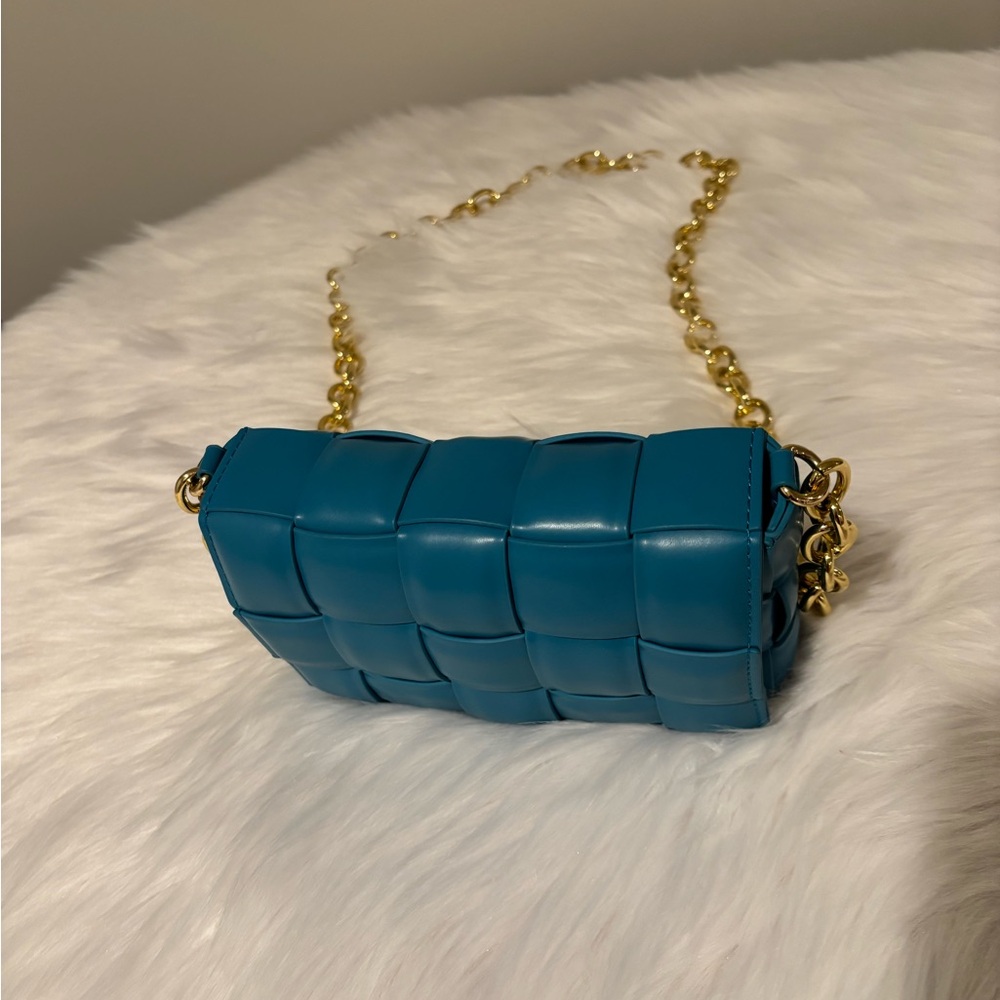 Blue Woven Chain Shoulder Bag